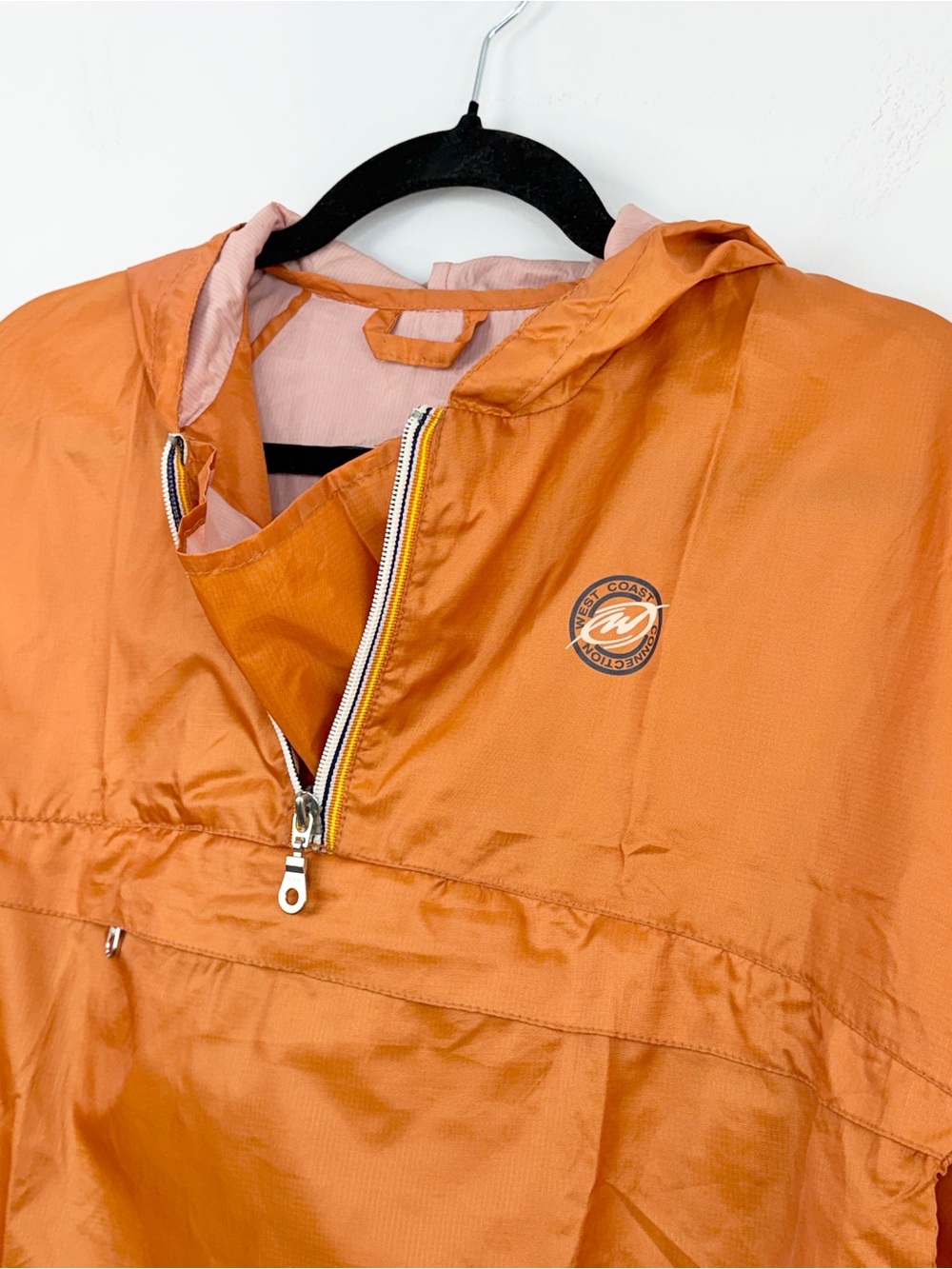 Vintage 90s Y2K burnt orange packable fanny pack boxy anorak windbreaker M - Picture 8 of 17